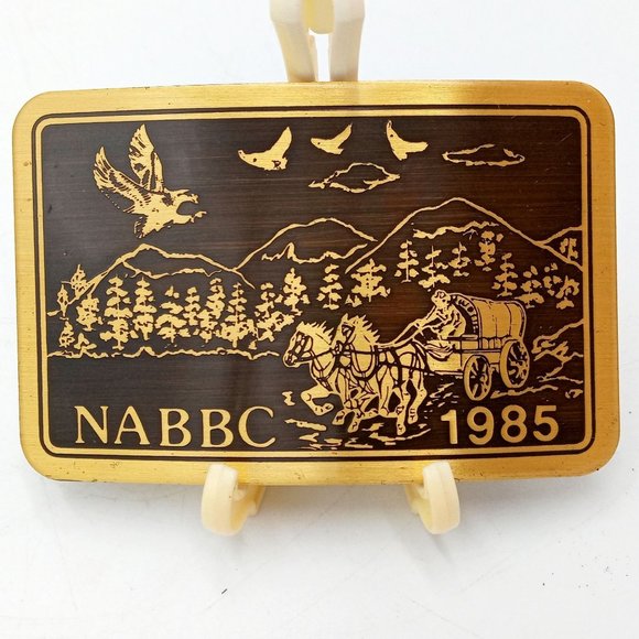 Old West Belt Buckles Covered Wagon 1985 NABBC National Association Buckle Colle - Picture 6 of 7